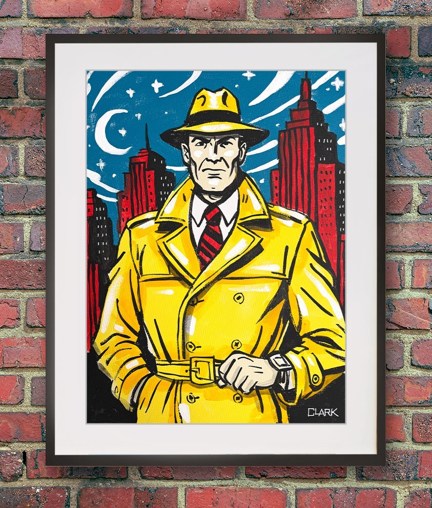 Vintage Dick Tracy Pop Art Acrylic Painting – 16×12″ Stretched Canvas
