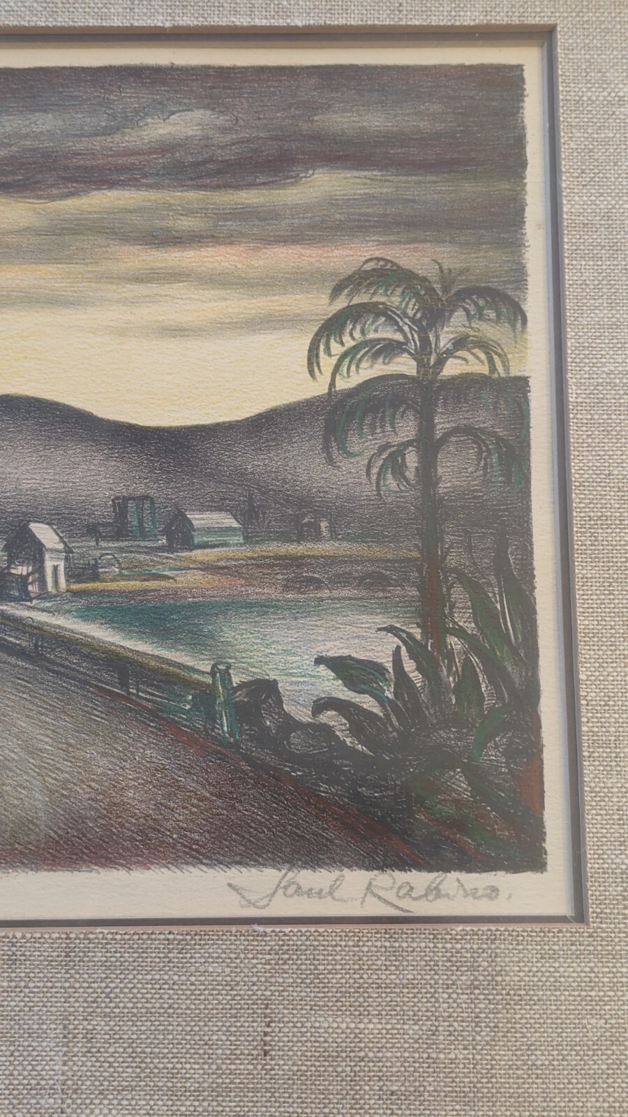 Vintage «Californian Landscape» By Saul Rabino. Signed Colored Lithograph.