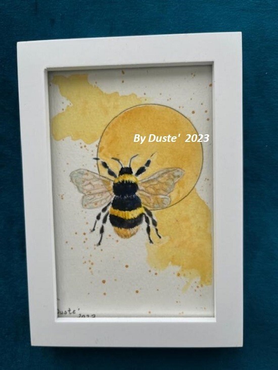– #016 Orginal Painted Watercolor Bee 4″ x 6″ Unframed Signed