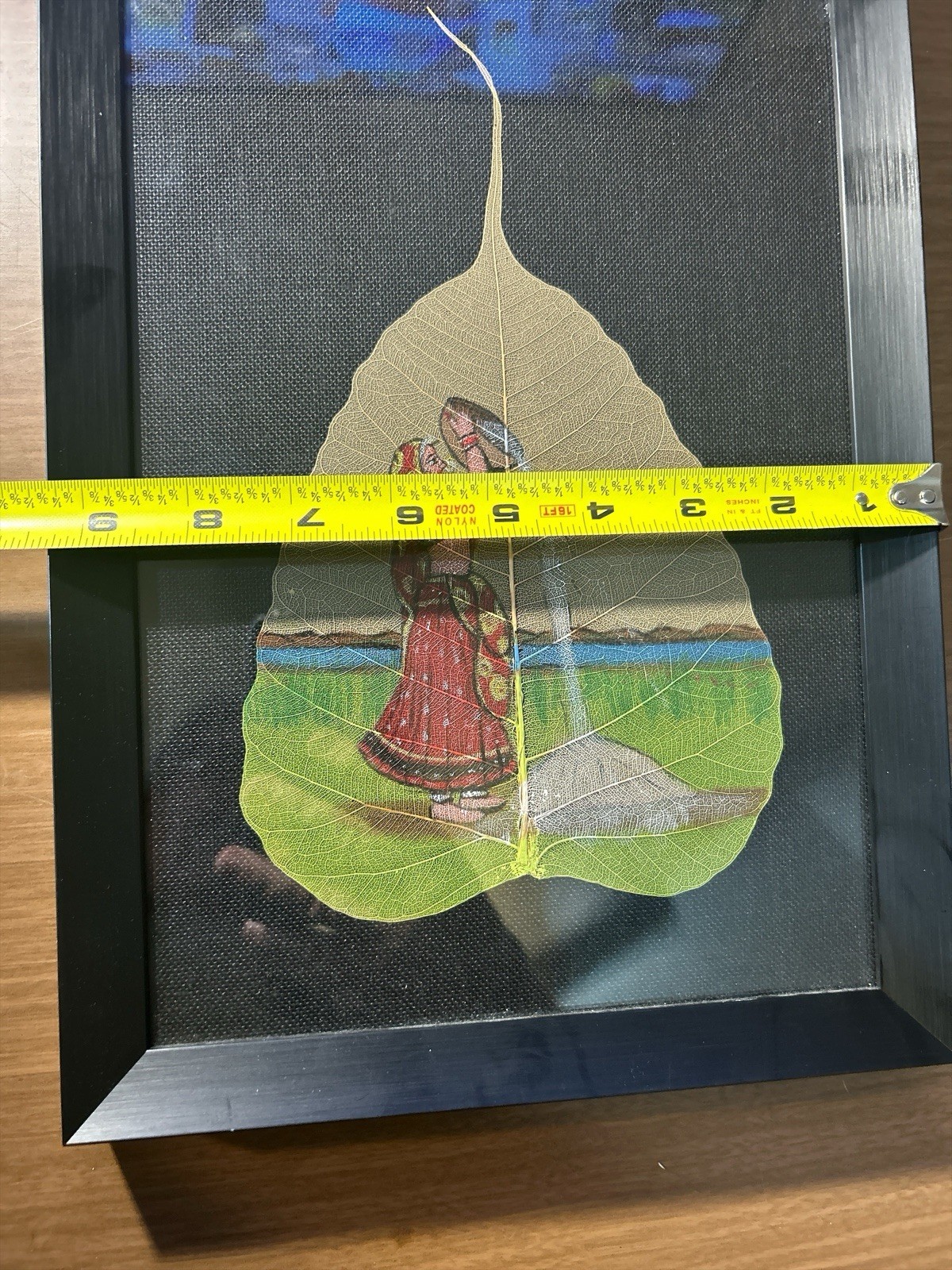 Vintage Hand Painted Pipal Leaf Framed