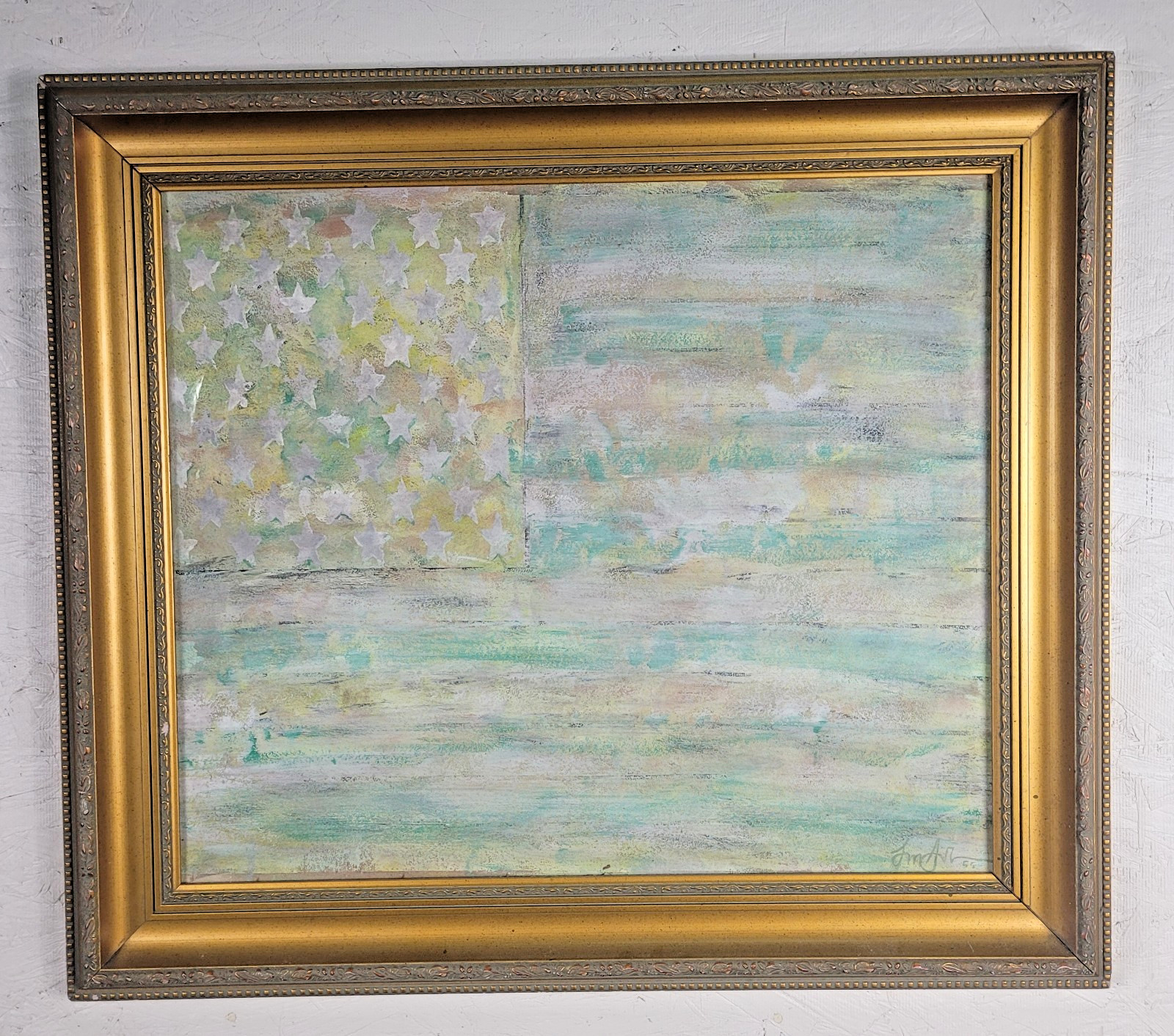 Original Signed Jasper Johns White Flag Painting