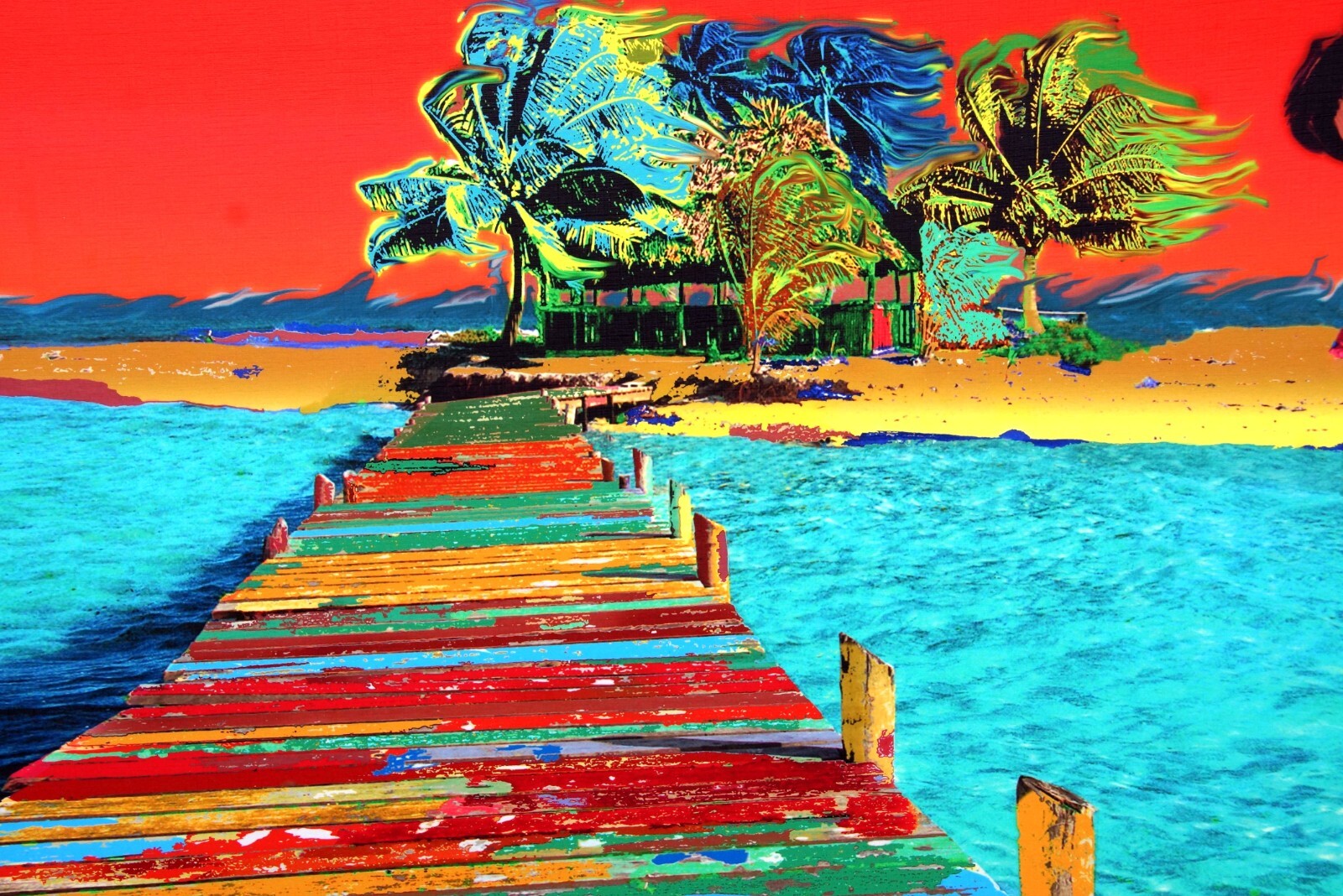 LE 3/250 Litho James Gary Richmond «Imagination Island» Art Deco Vibrant Color