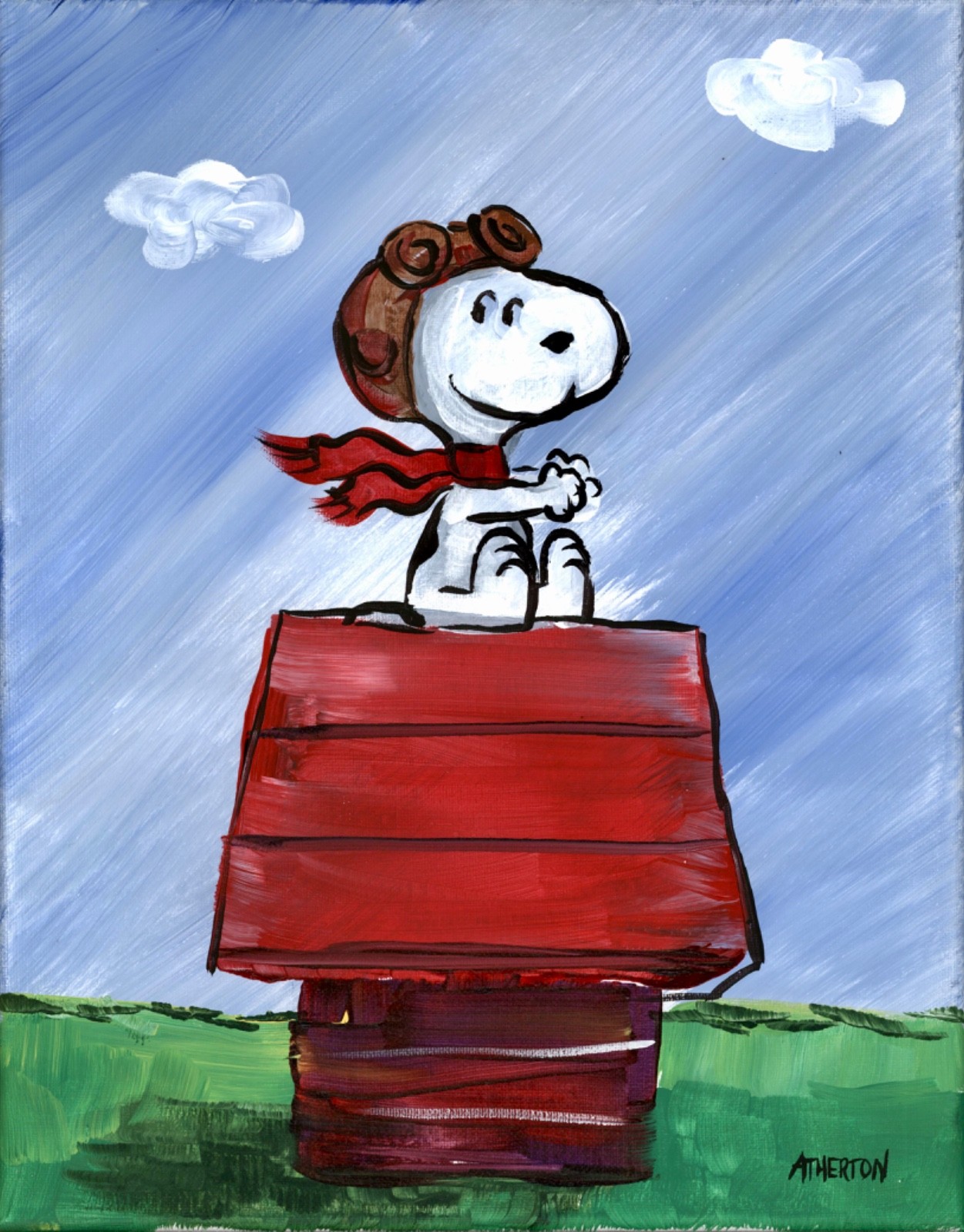 Atherton 11×14 Original Pop Art Acrylic Painting «Baron Snoopy» hand signed