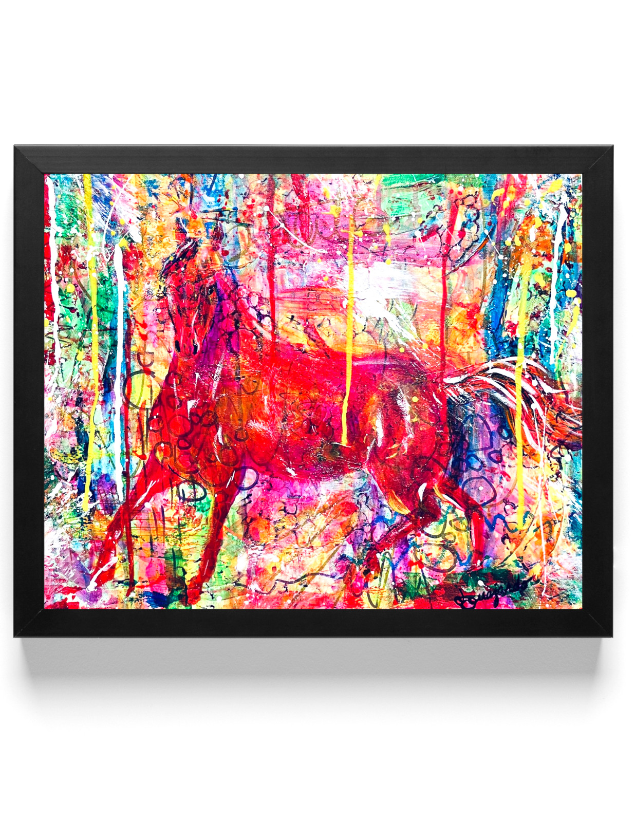 Guajardo Art: Fire Horse 16X20 Original Canvas UV Reactive Expressionism
