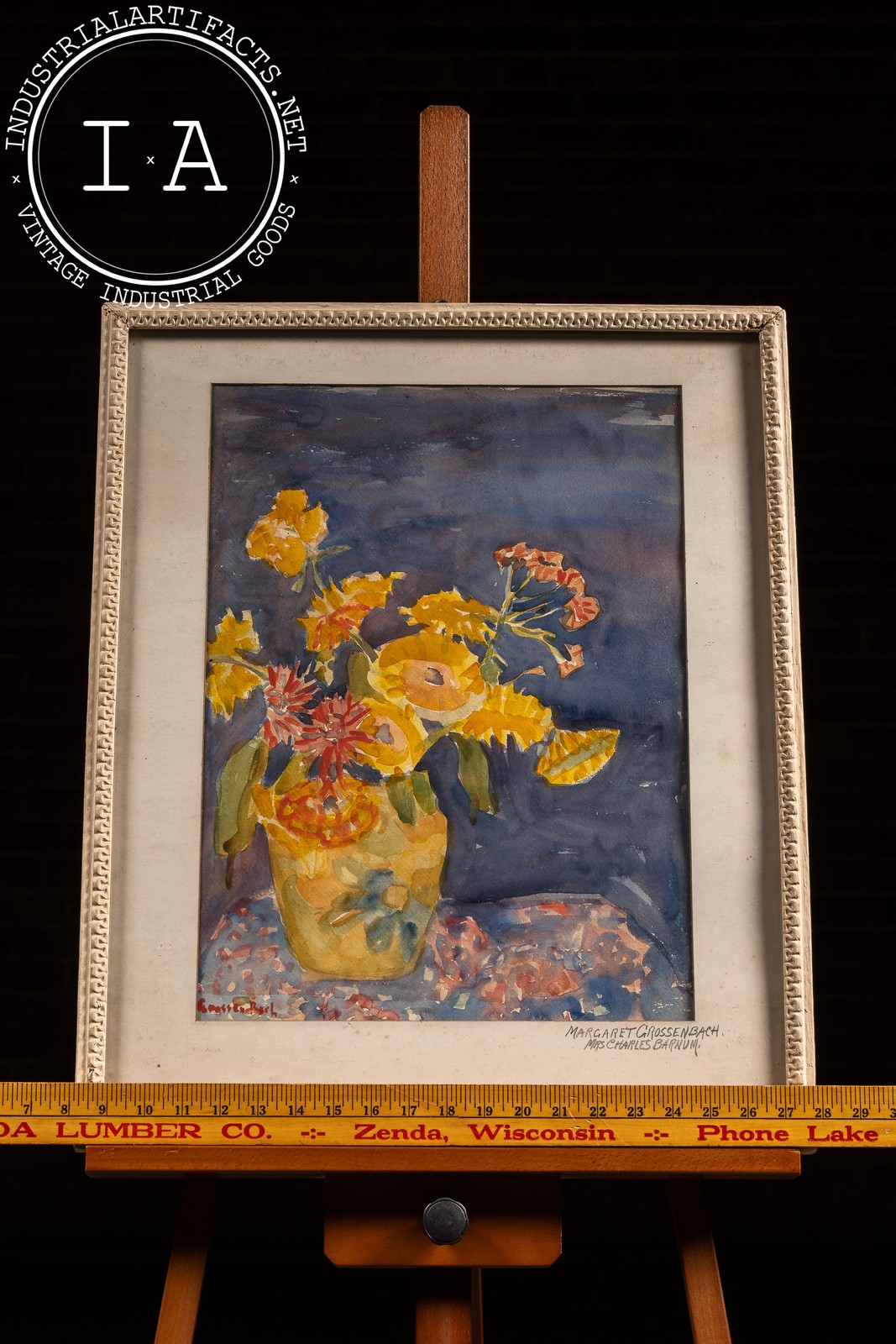 Flowers | c. 1925 Framed Margaret Grossenbach Watercolor, Signed