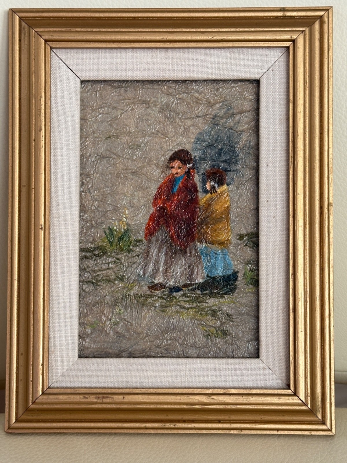 BEVERLY NELSON LOS ALAMOS N.M. YOUNG NATIVE GIRLS ON PANEL BOARD 8.5 » X 6.5″