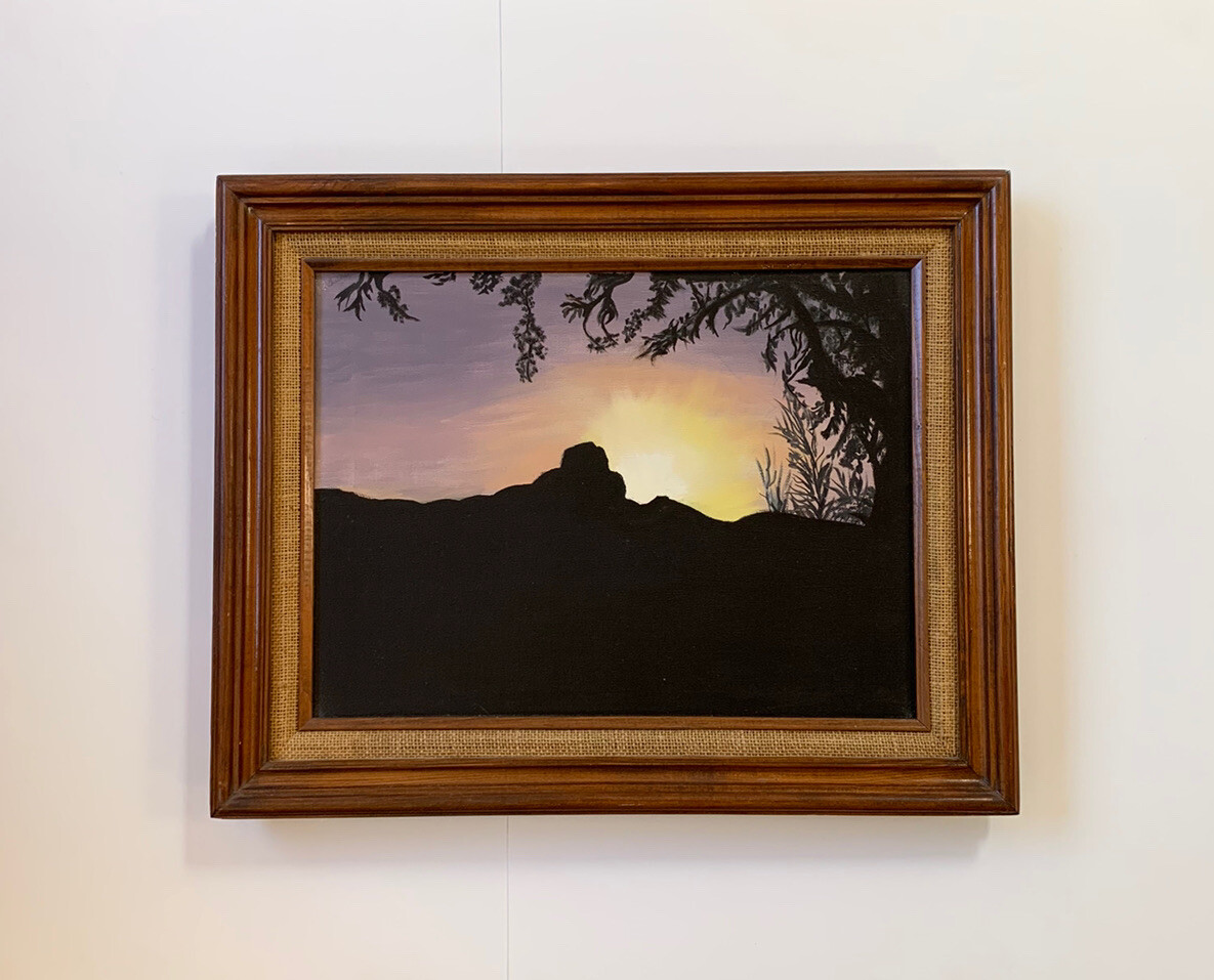 Laura Tubbs Oil Painting Landscape Mountain Sunset Sunrise Vtg 1988 Arizona?