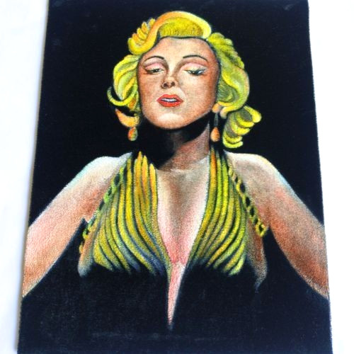 Marilyn Monroe Black Velvet UV Paint & Acrylic Original Paint 8.5×11 Art NEW