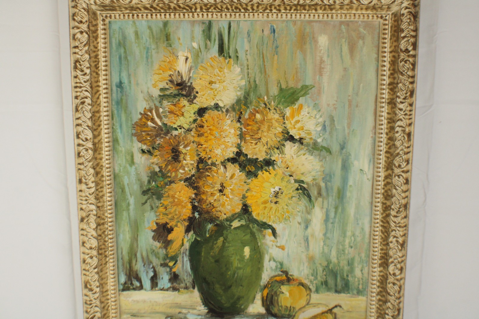 Mid Century Floral Still Life Oil Painting On Board Signed Brandon