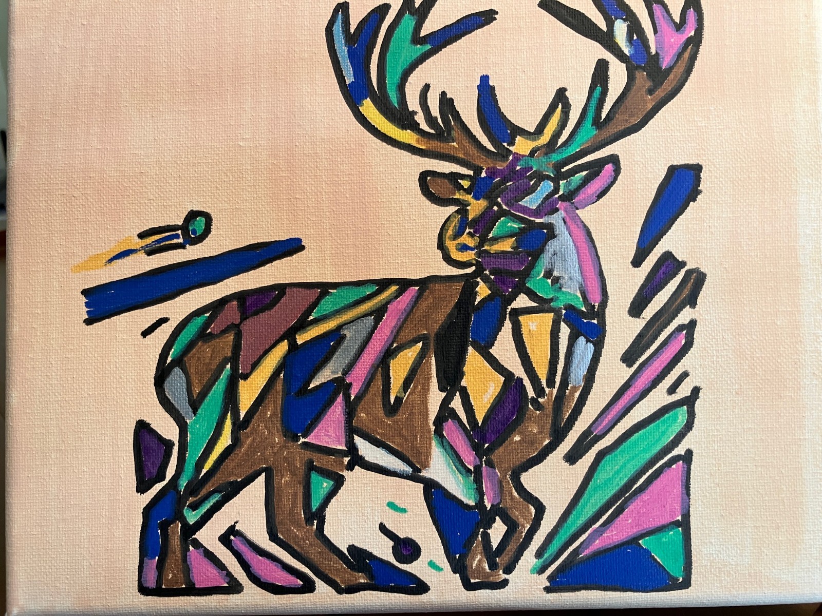 8×10 Acrylic Painting Specialist «Enchanting Deer» Single Release Only No Copies