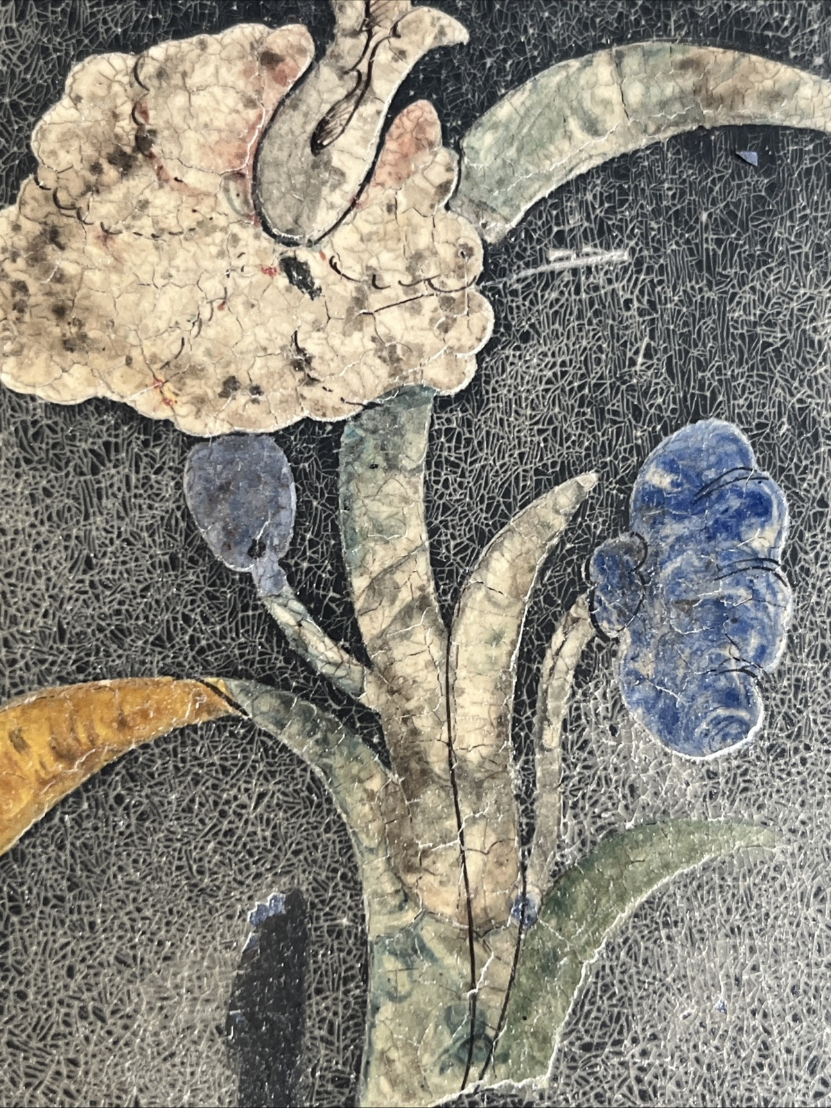2 – Vintage 4.5” X 6” Encaustic Bird And Flower Pictures On Slate Made In Italy