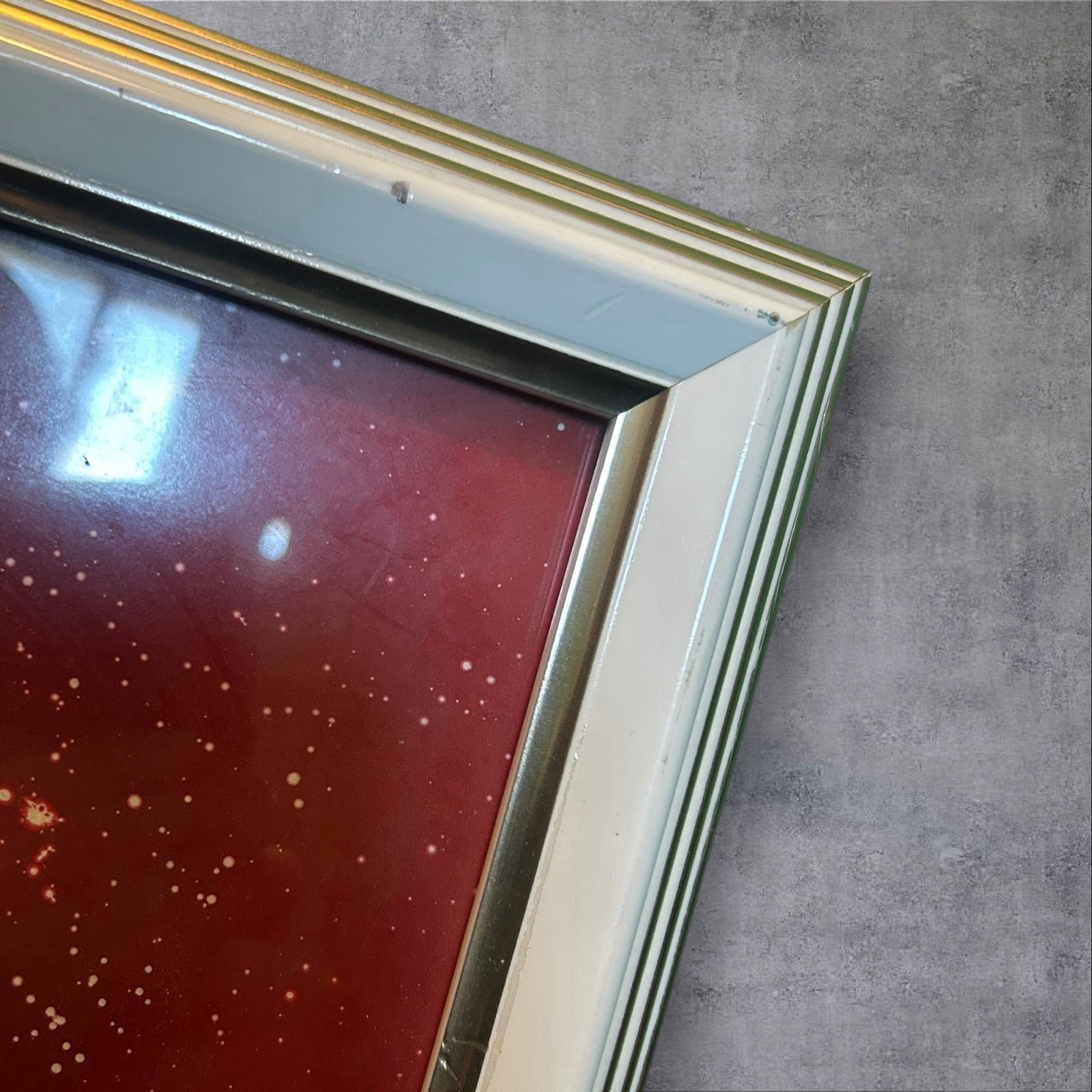 Original Signed 1996 Spray Paint Space Art – Framed SciFi Surreal Painting 18×22