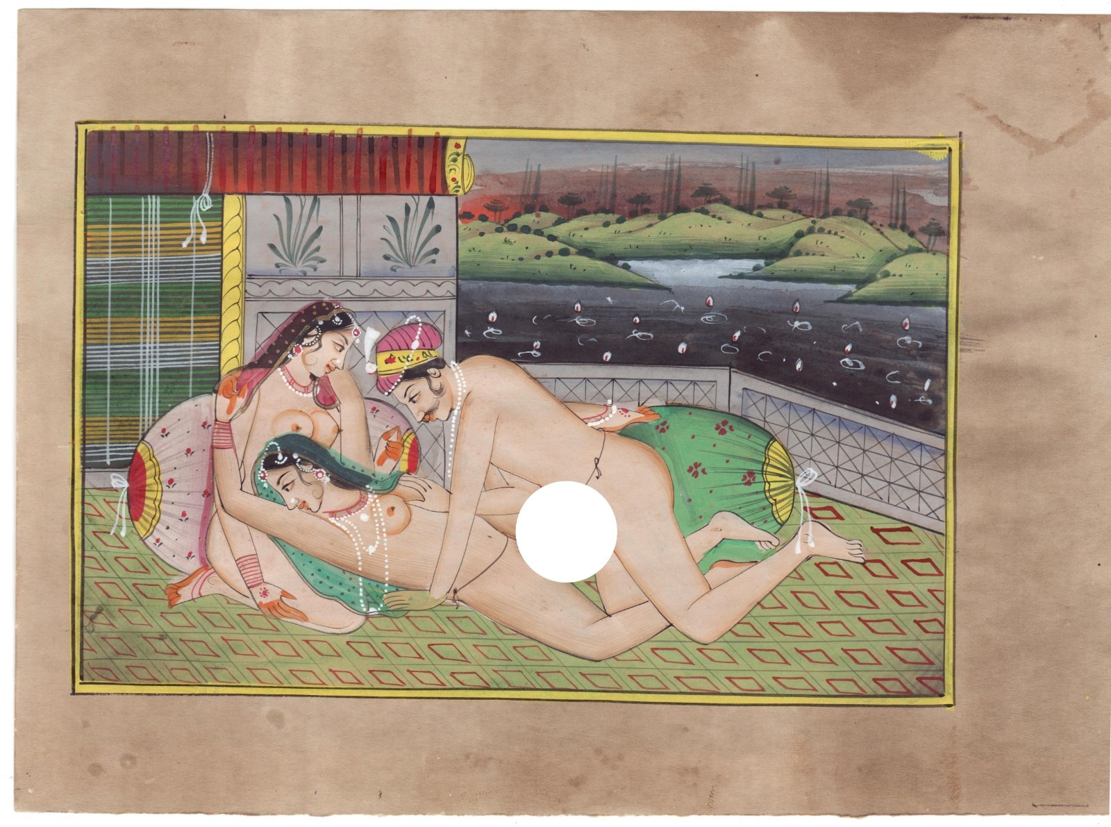 Exquisite Indian Miniature Erotic Painting Kamasutra Royal Lovers on Paper3 Some