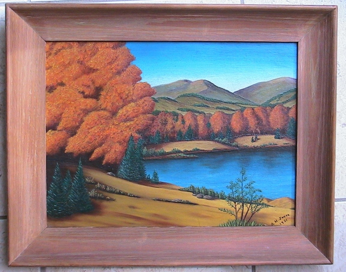 ARTHUR H. JONES:»FALL IN THE ROCKY MTS.»1951,SIGNED ORIGINAL FRAMED OIL PAINTING