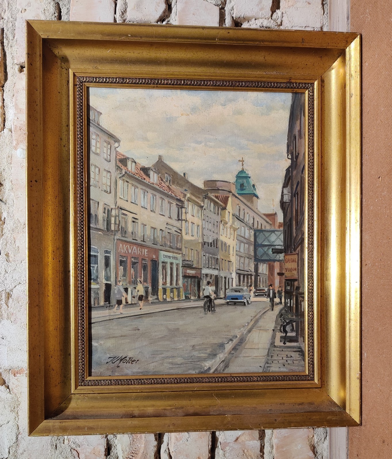 Kaj Molter (1903-1981): STREET SCENE, original oil painting