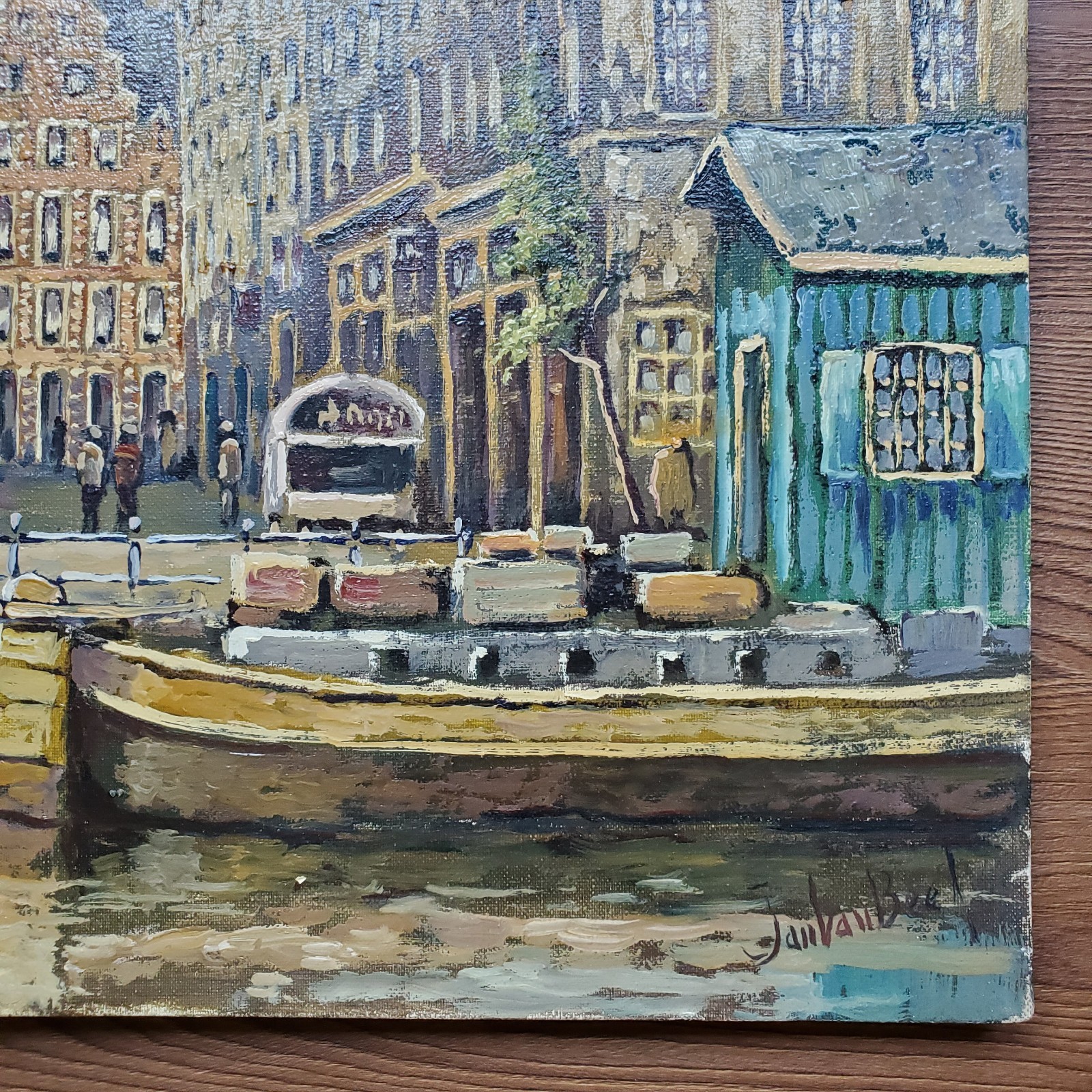 MCM JAN VAN BEEK Original Amsterdam Netherlands Canal Oil Painting Signed