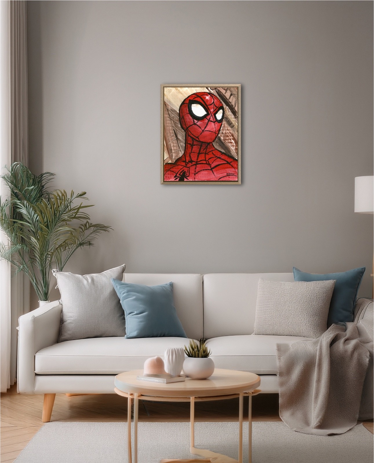 Atherton 11×14 Original Pop Art Comic Acrylic Painting «Spiderman» hand signed