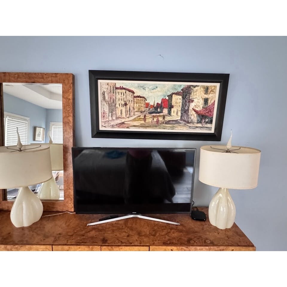 1955 HOMER COSTELLO Pallet Knife Oit PAINTING 48 x 24 SIGNED MCM FRAME EUC