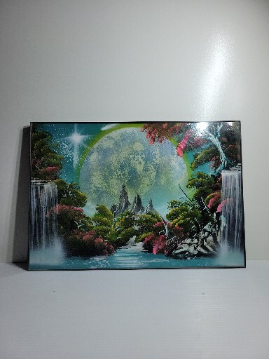 Amazing Art Vento Nature Moon Water Fall River Stars MountainFramed Oil Painting