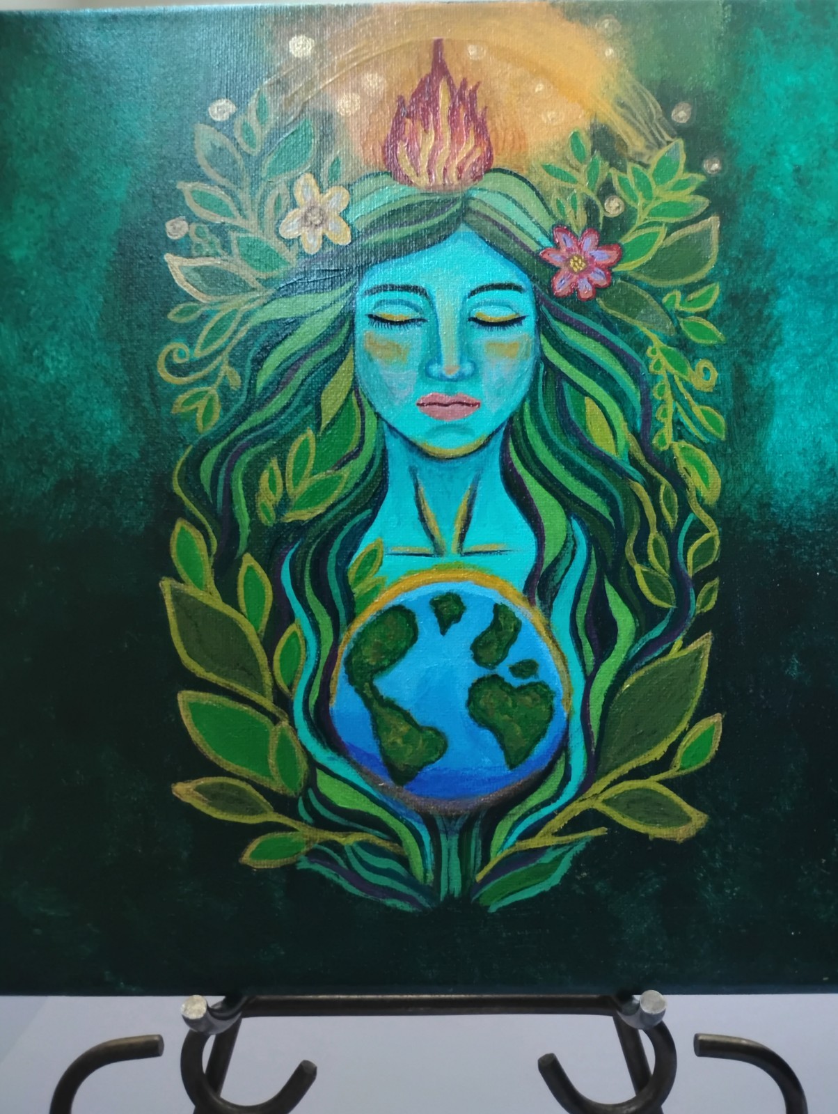 Acrylic Wall Art – Earth Spirit Woman – Fantasy – 12×12