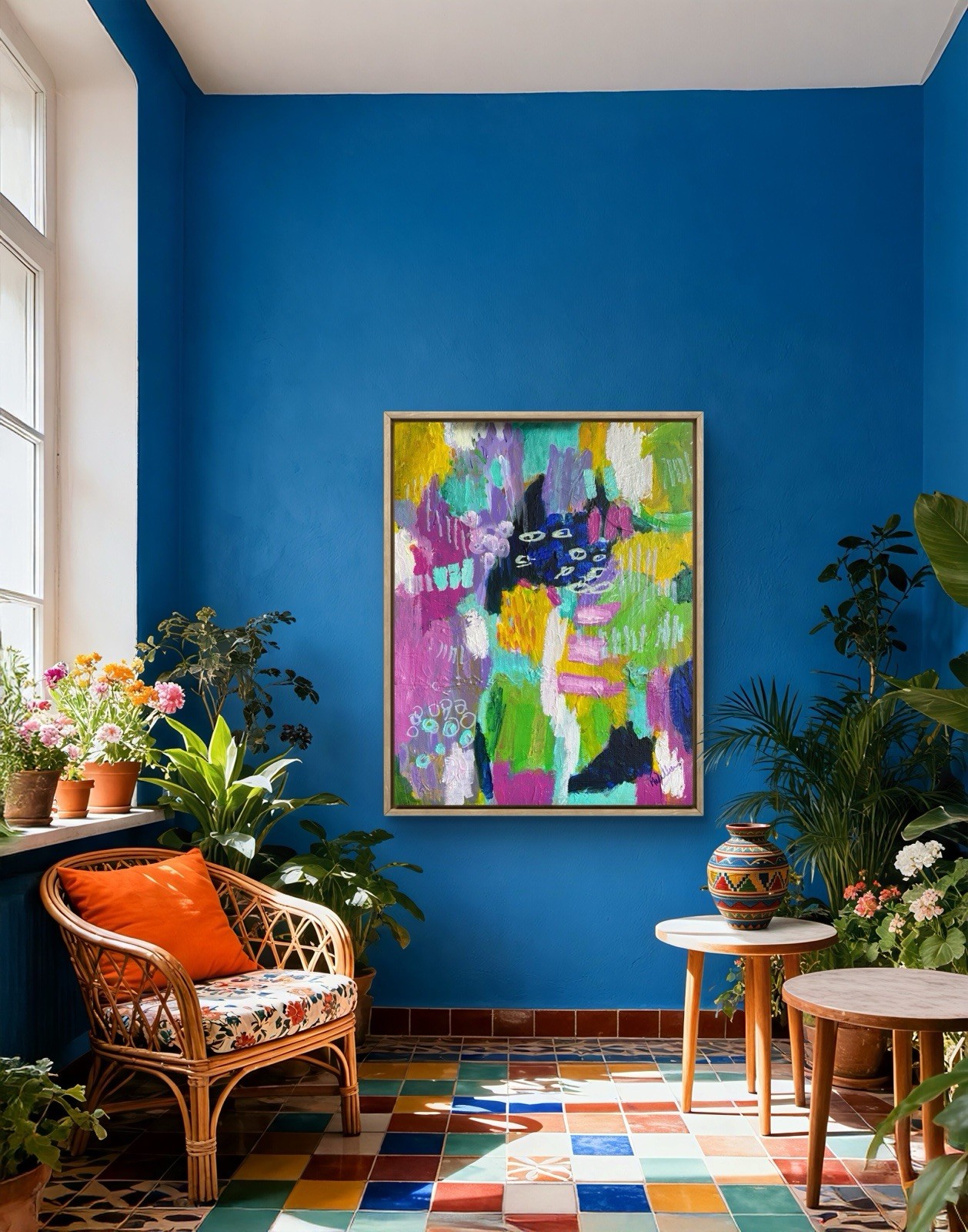 Floral Abstract Painting Original Matted 11×14 Acrylic Flower Art Jimarieart