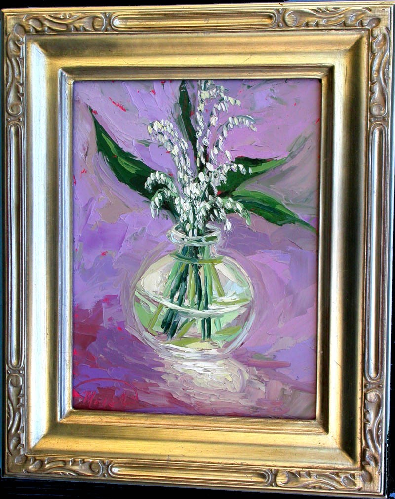 12×9 Original Oil Painting Floral Lily Valley Textured Hand Painted Wall Decor