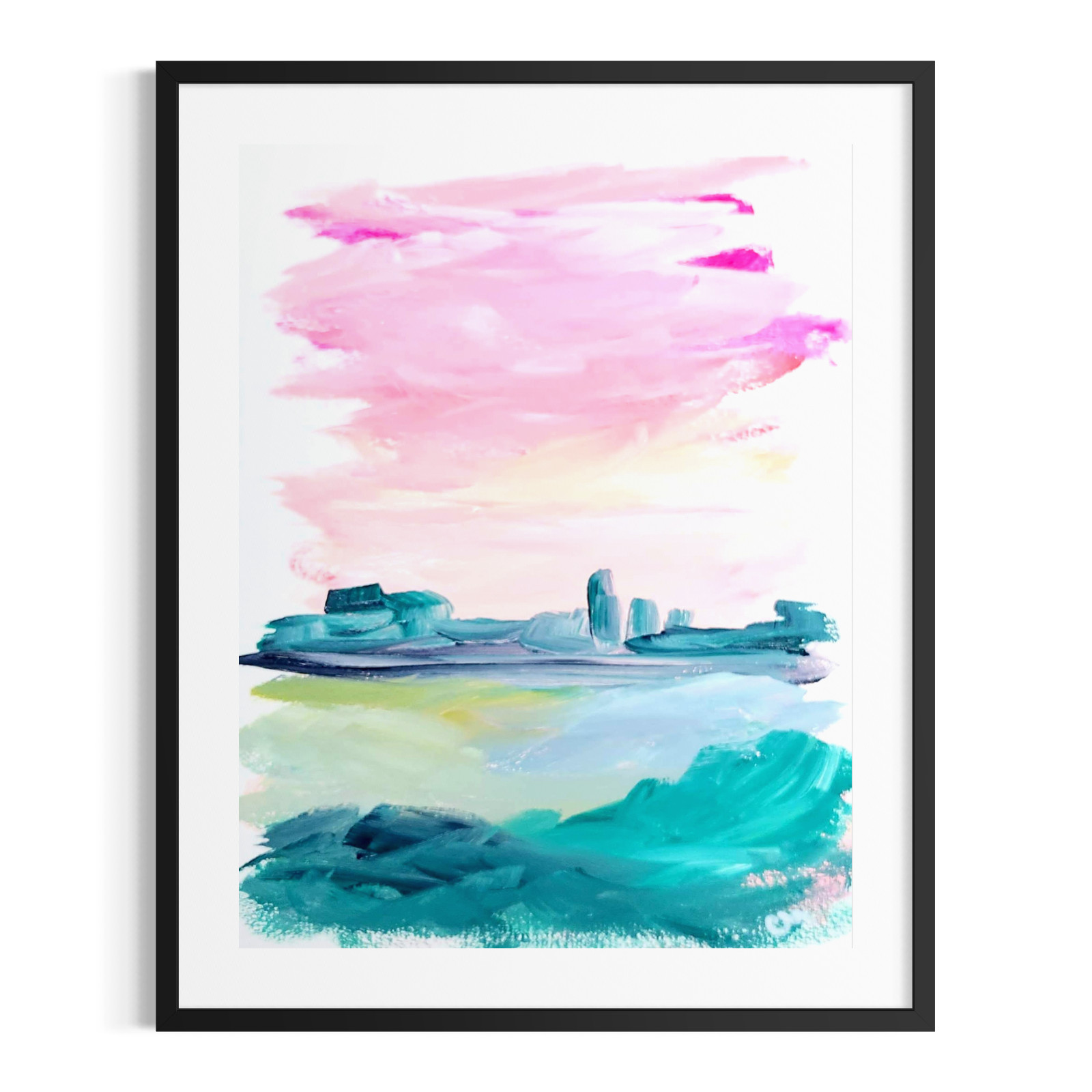 Original Abstract Landscape 9×12 Acrylic Painting Colorful Paper Wall Art