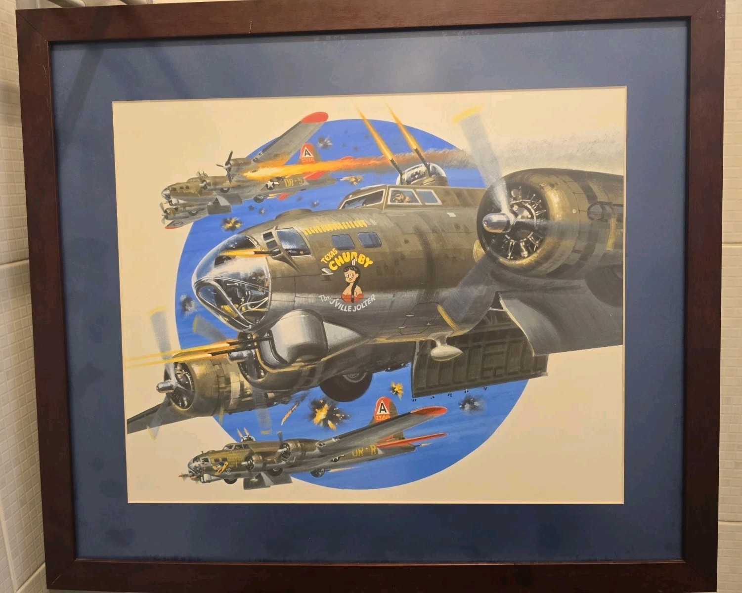 PAINTING B-17 B17 BOMBER PLANE FLYING FORTRESS WWII COMBAT TEXAS CHUBBY WAR