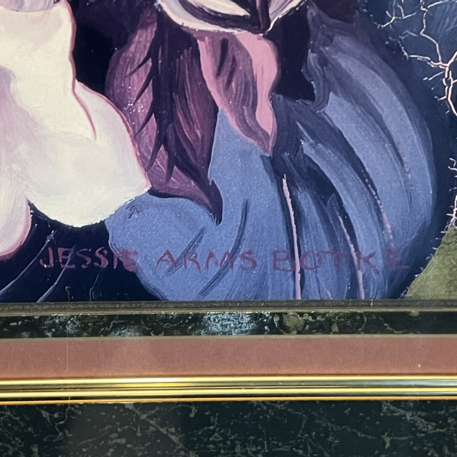 White Peacocks and Flowers Framed Matted Print by Jesse Arms Botke 42″ X 36 3/4″