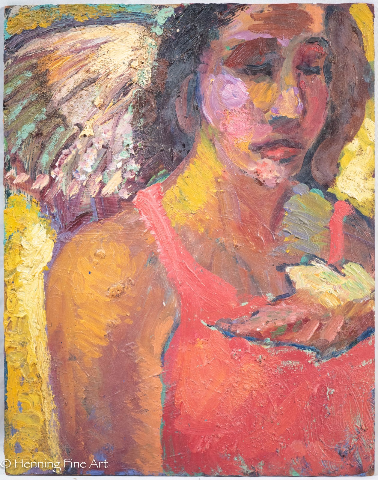 Beautiful Impressionist Female Portrait by M. Tuffnell «Madonna of the Shell» 88