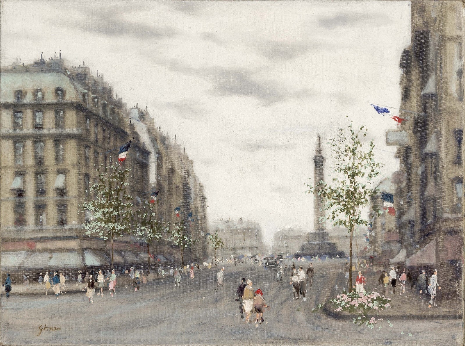 Andre Gisson French Cityscape 20th c. Oil on Canvas Signed 12 x 16,» no frame