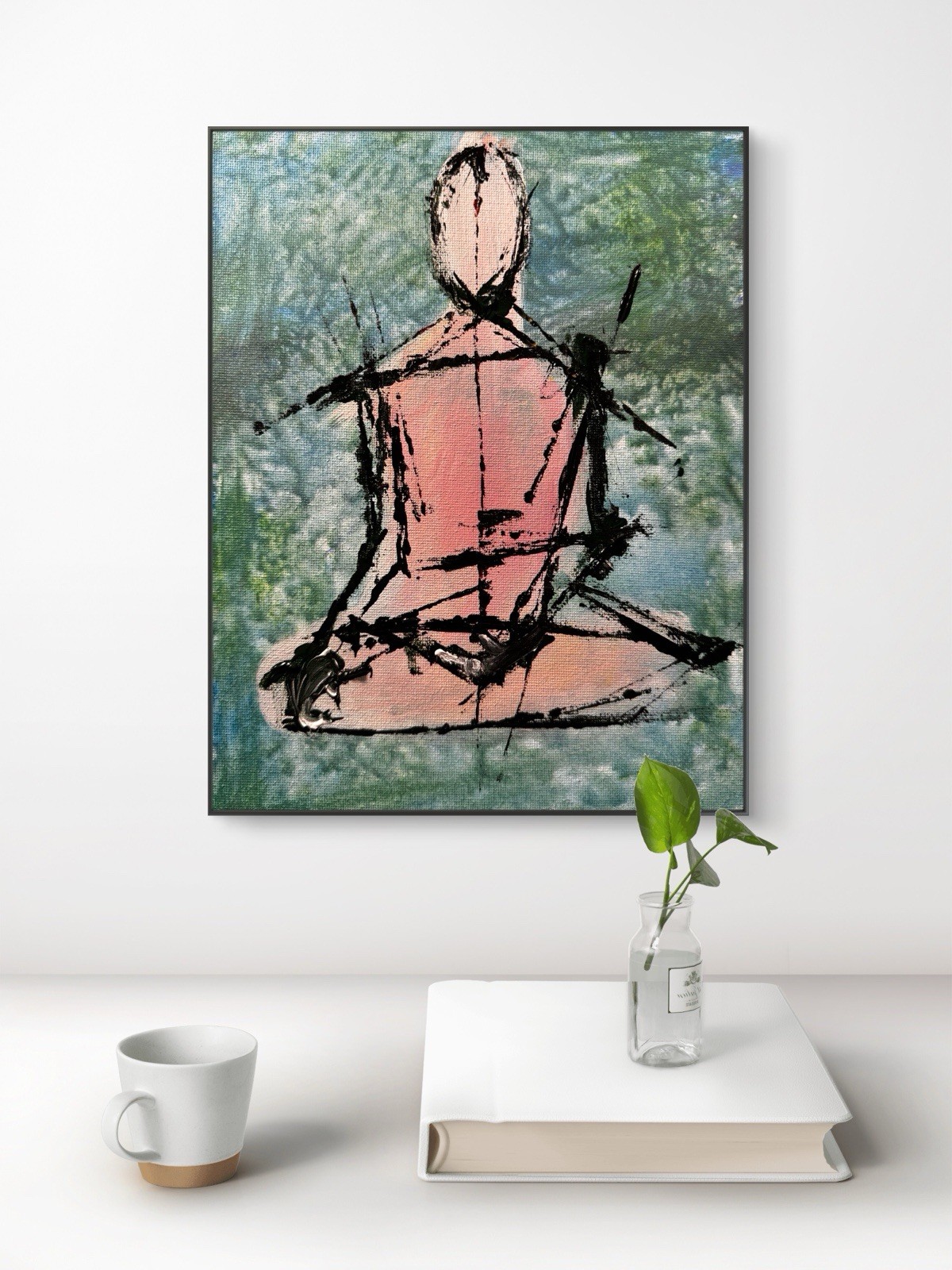Original Abstract 8×10 Calm Painting Bedroom Wall Art Multicolor Canvas 176