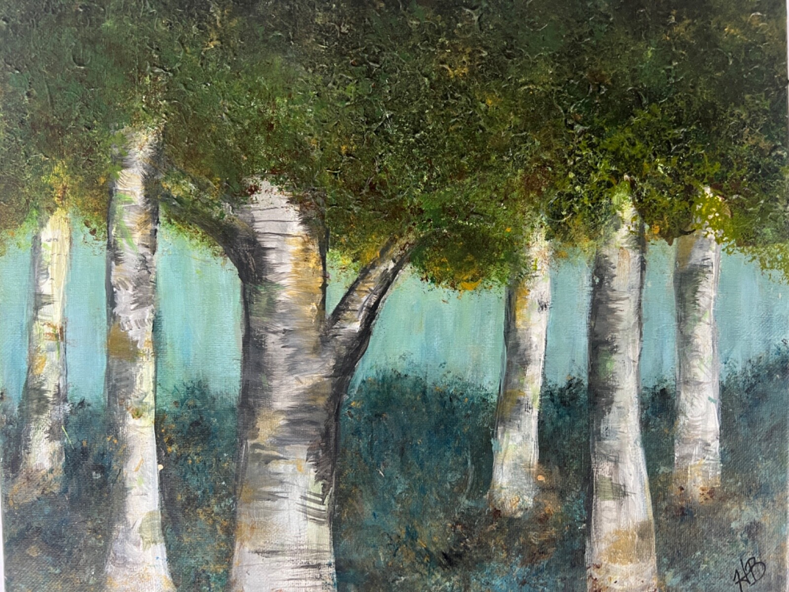 Trees Abstract Acrylic Painting | Original Artwork «Misty Morning» 11×14 Canvas