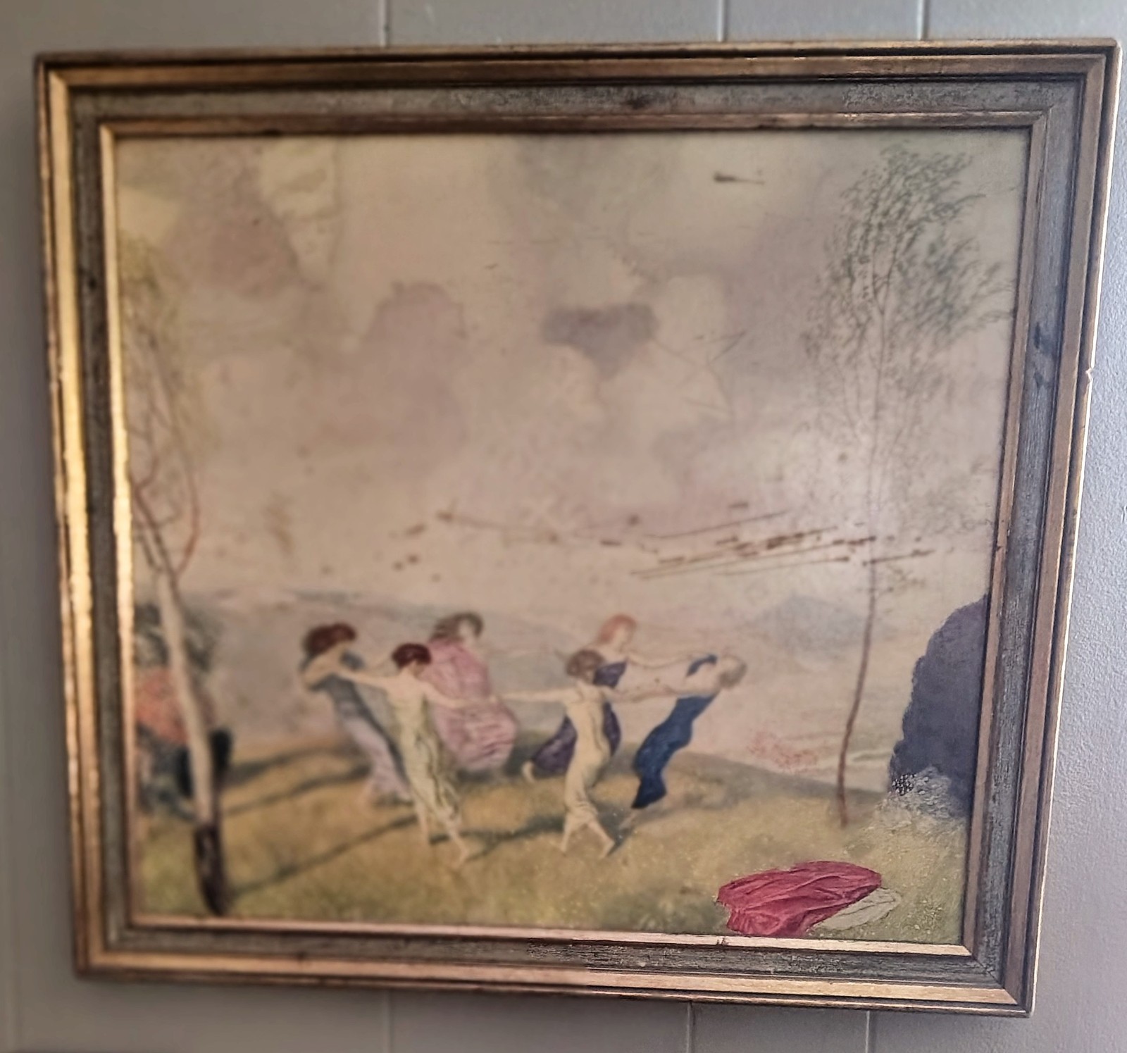 Vtg Signed Replica oil painting By Franz Von Stuck Spring Dance, 1909