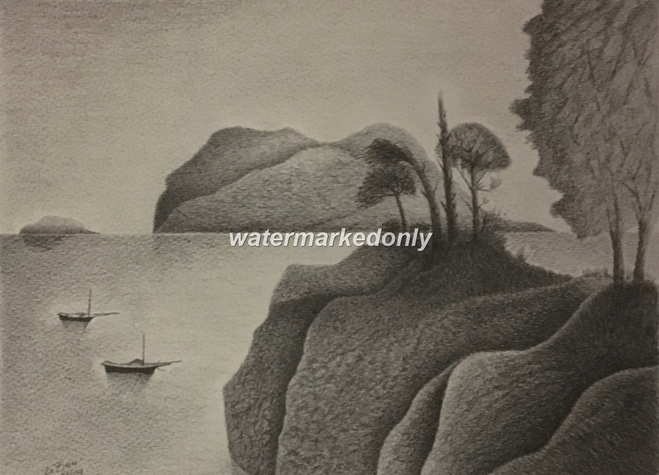 Beautiful Aguadilla Puerto Rico – Sketch Paper 9″x12″» Pointillism Signed