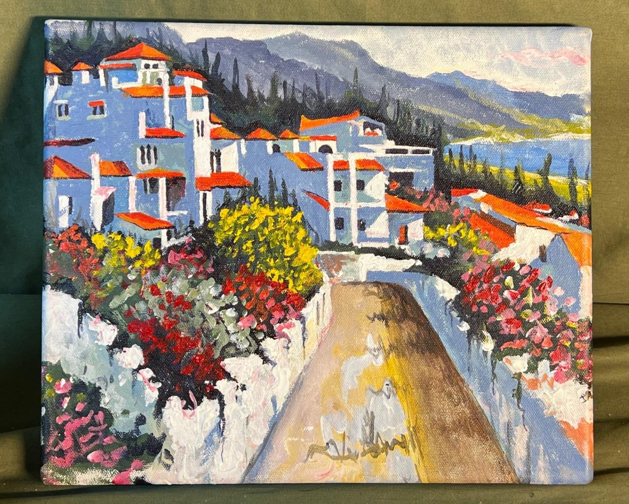 Costa Del Sol Mijas Greece Greek Oil Painting Mediterranean Coastal Landscape