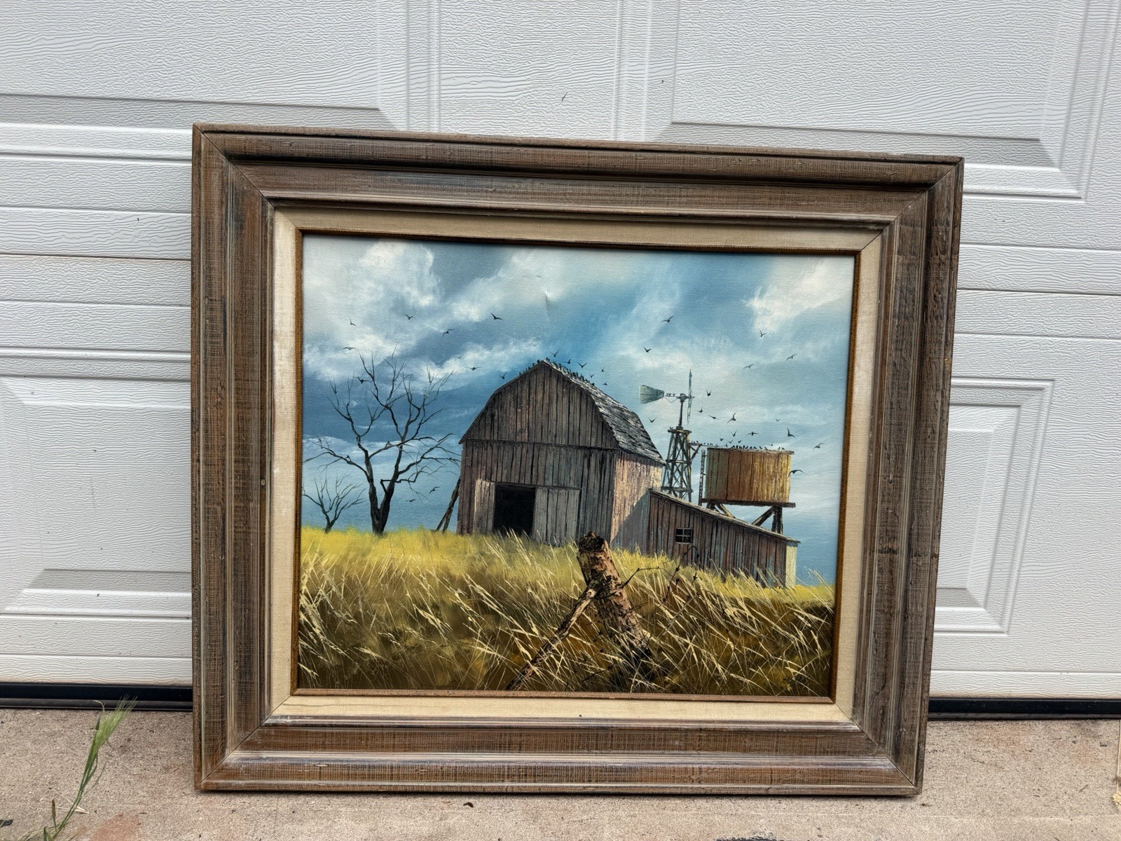 Listed Artist Hector Salas Oil Canvas Painting Rural America Burn Landscape