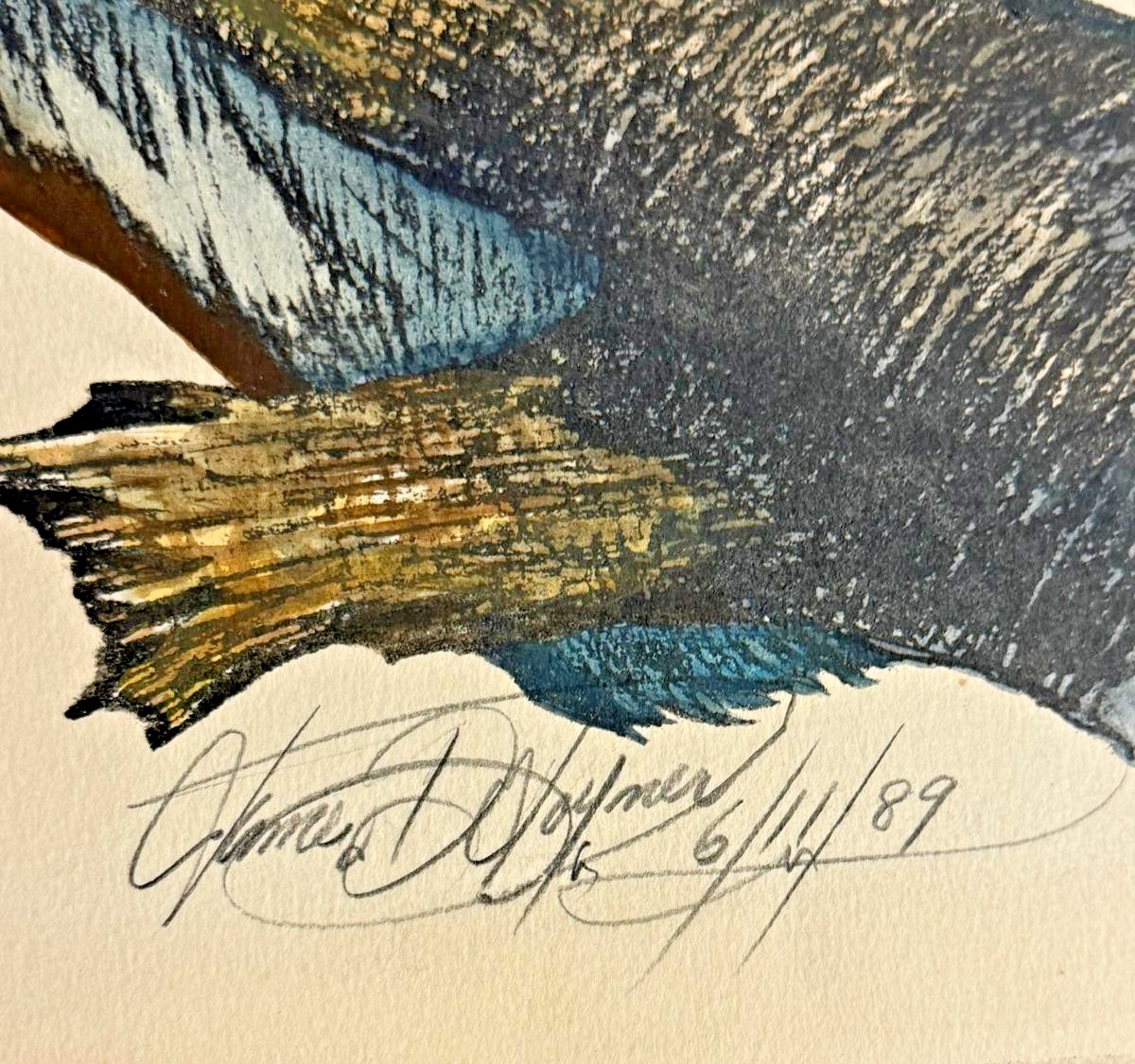 James D Joyner Original Signed Bald Eagle Patriotic Art 1989 25.5×18 July 4 Gift