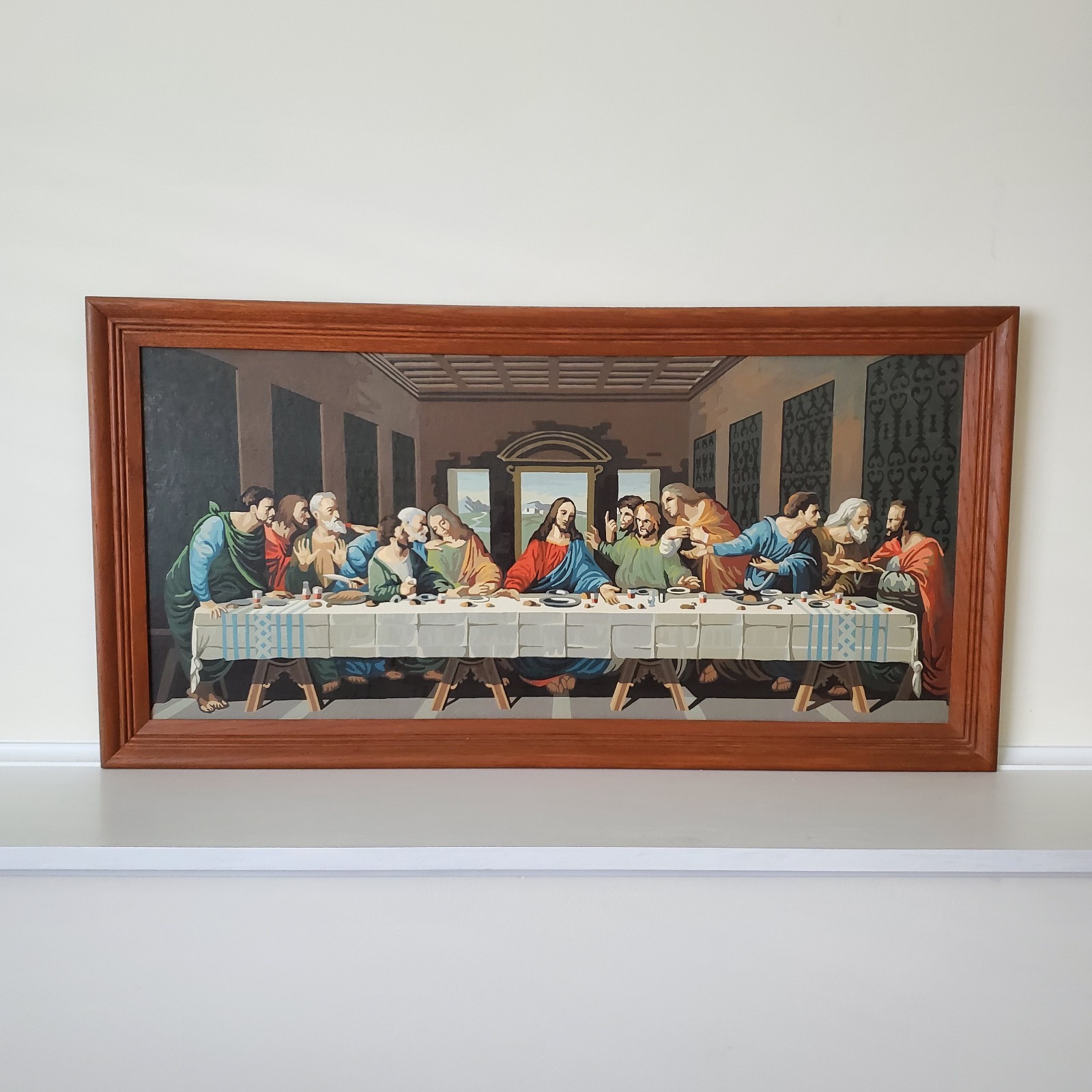 The Last Supper Oil Painting Framed 35 Inch x 18 Inch Jesus Christian Beautiful