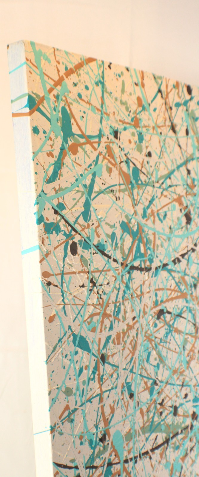 Vintage Spatterware Abstract Multi Color Oil Painting Unsigned