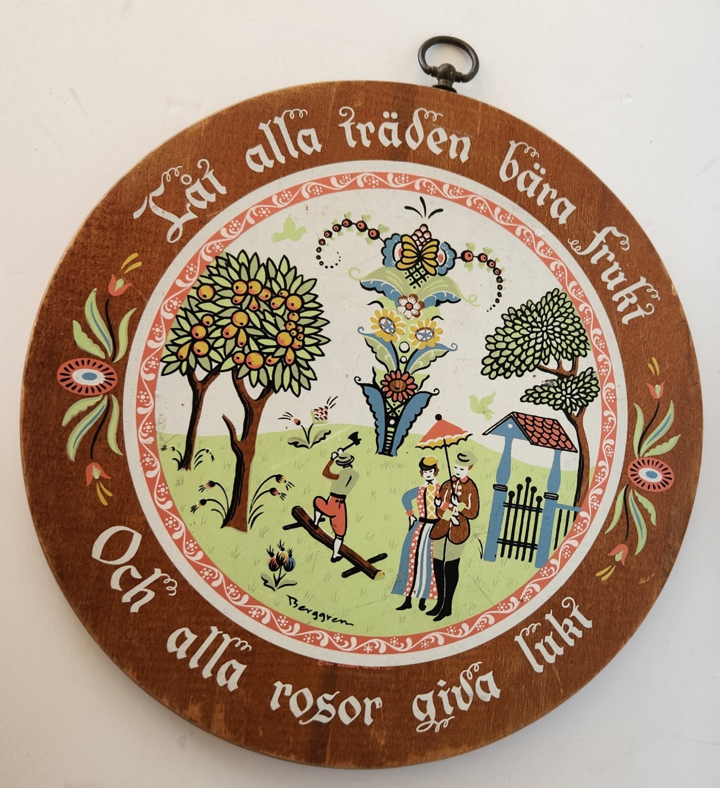 Vintage Berggren Wood Wall Art Decor Cutting Board Scandinavian