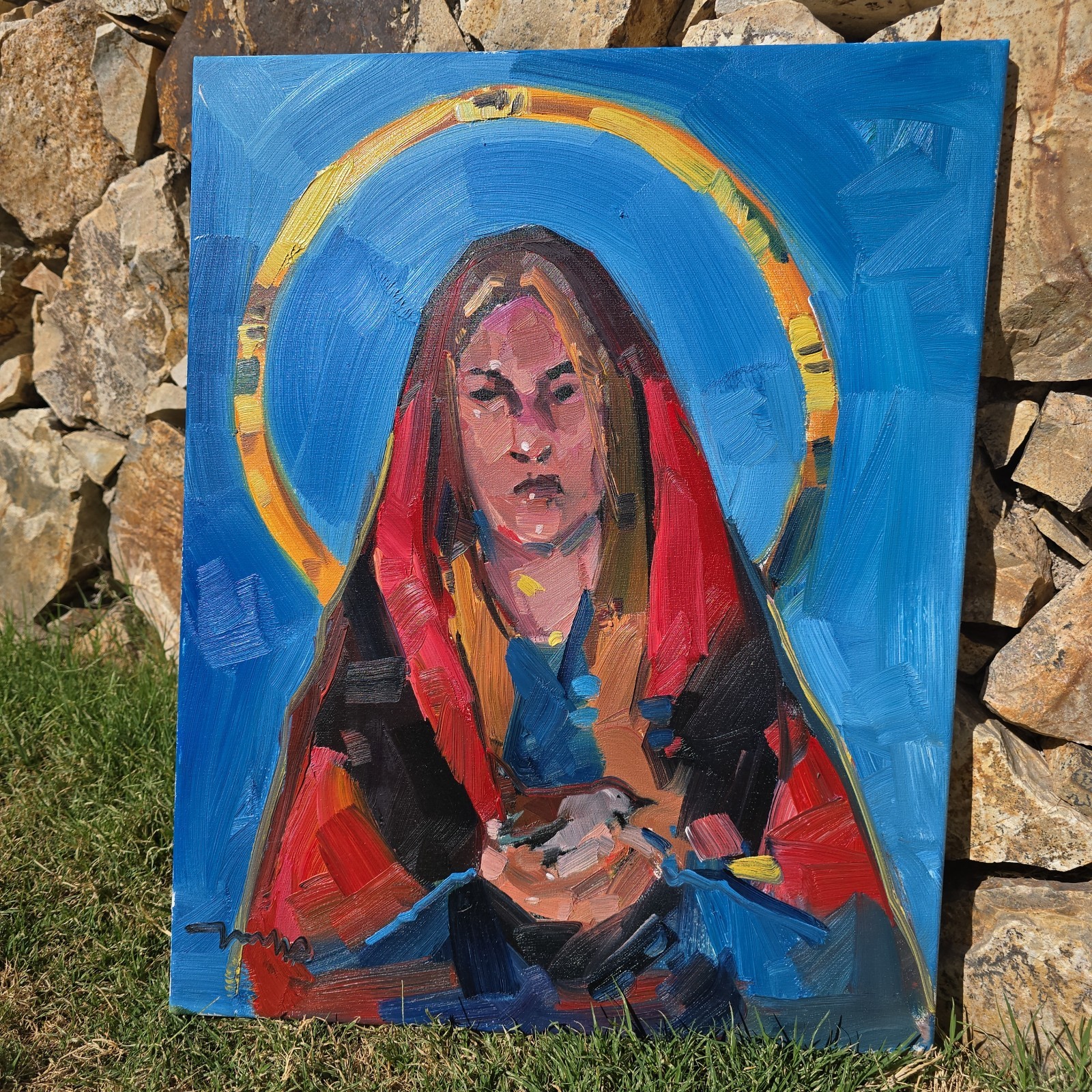 JOSE TRUJILLO Southwest Native American Painting «Earthly Mother» 20 x 16