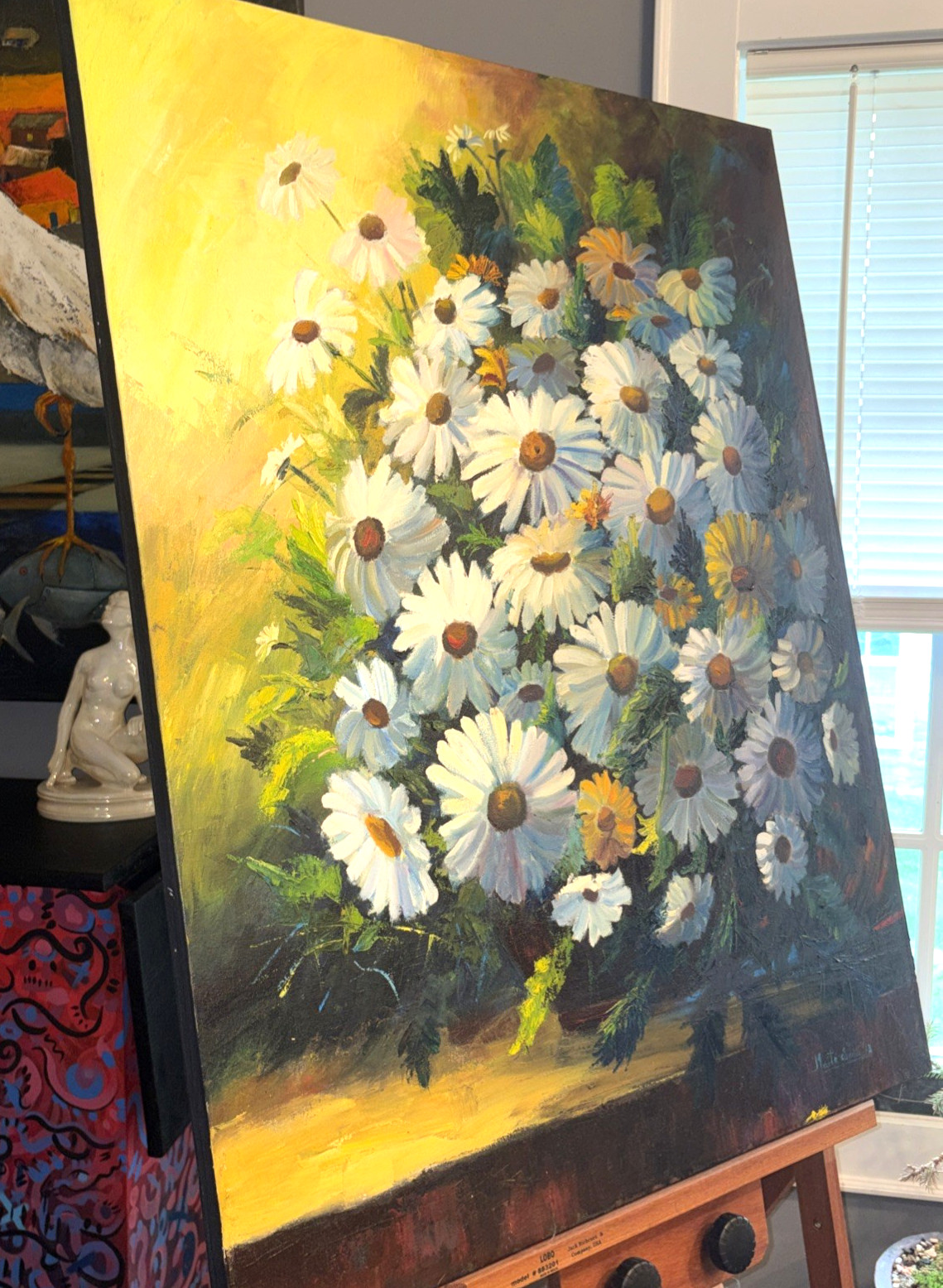 Original Oil Painting 31.5″x39.5″ Still life, Flowers, Bouquet, Artist Signed