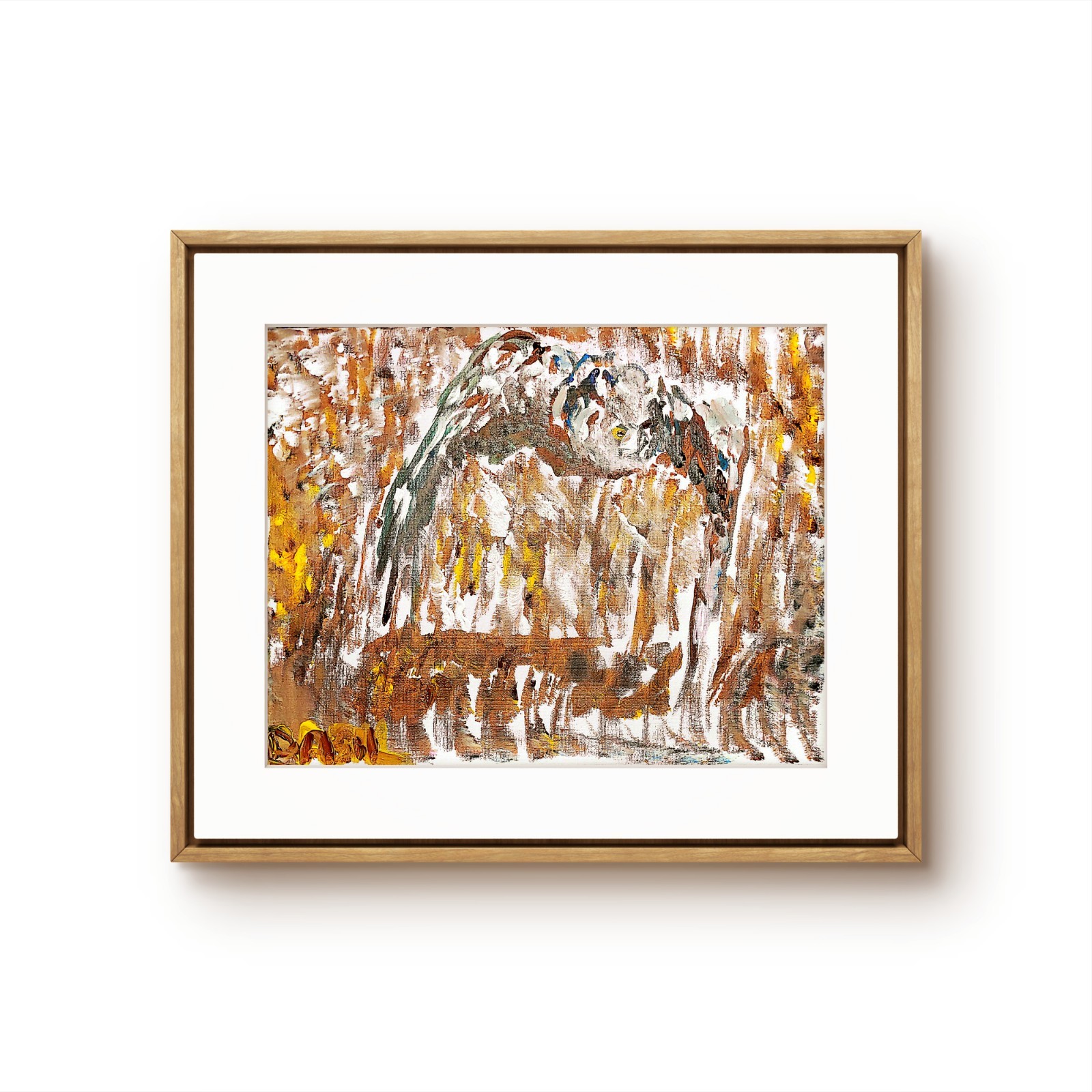 Owl Flight Abstract Expressionist Painting Canvas 11×14