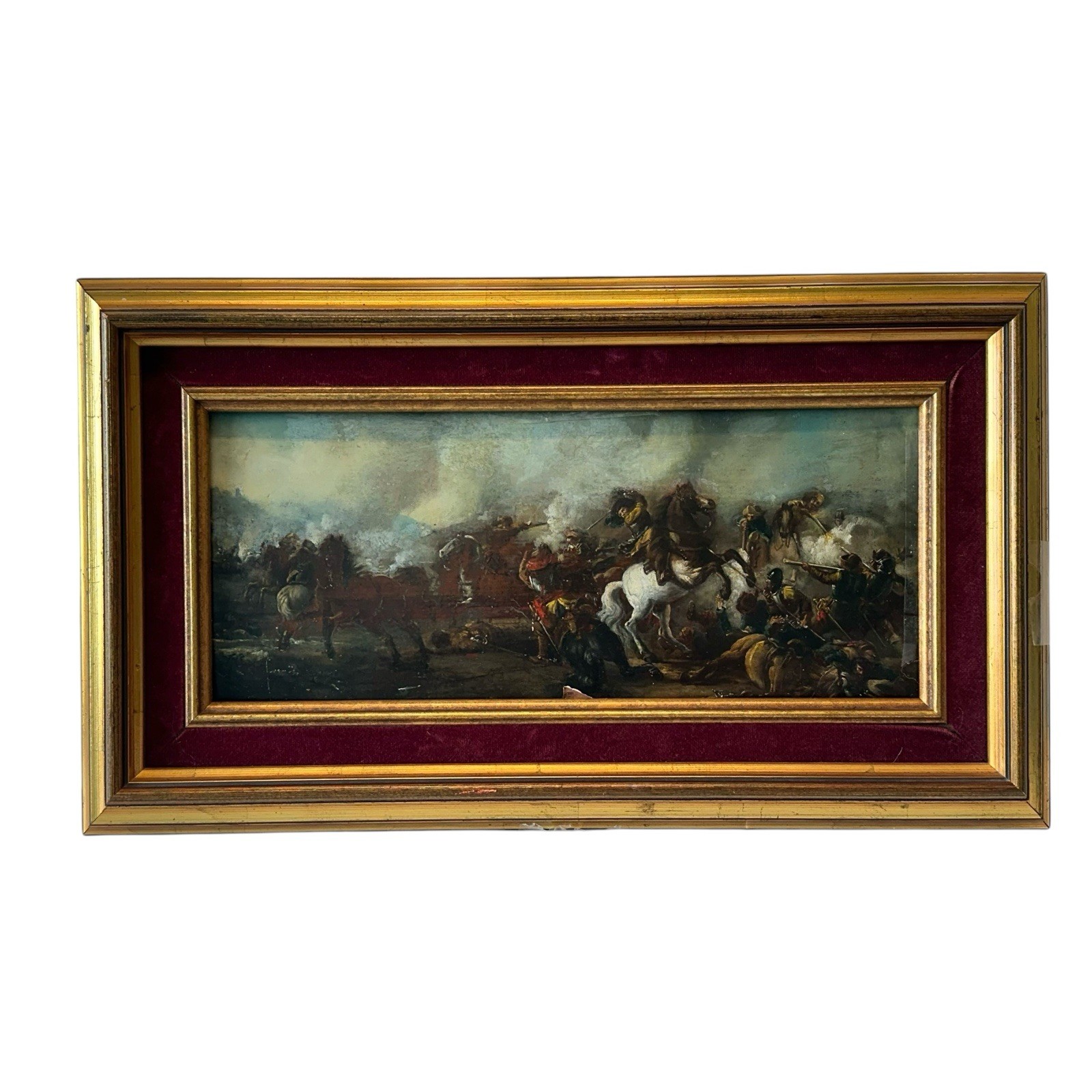 PHILIPS WOUWERMAN Old Master Oil on Panel “Troops Fording A Stream” Ca. 1650