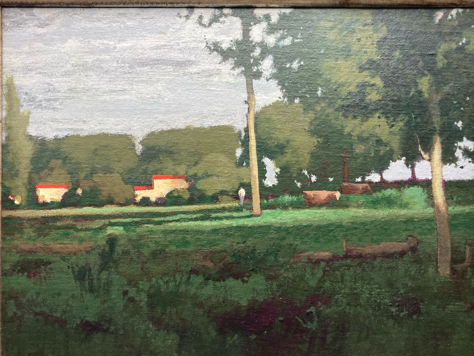 Original Chris Burkholder «First Light Of Autumn Evening» Oil Painting, Framed