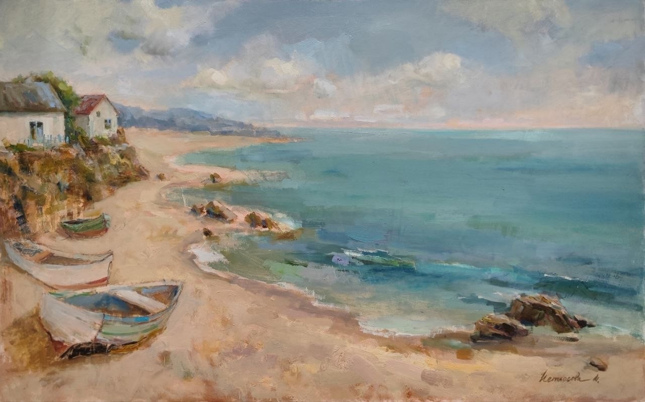 art 748 original painting Oil Seascape 19.68×31.49 in 50×80 cm hardboard modern