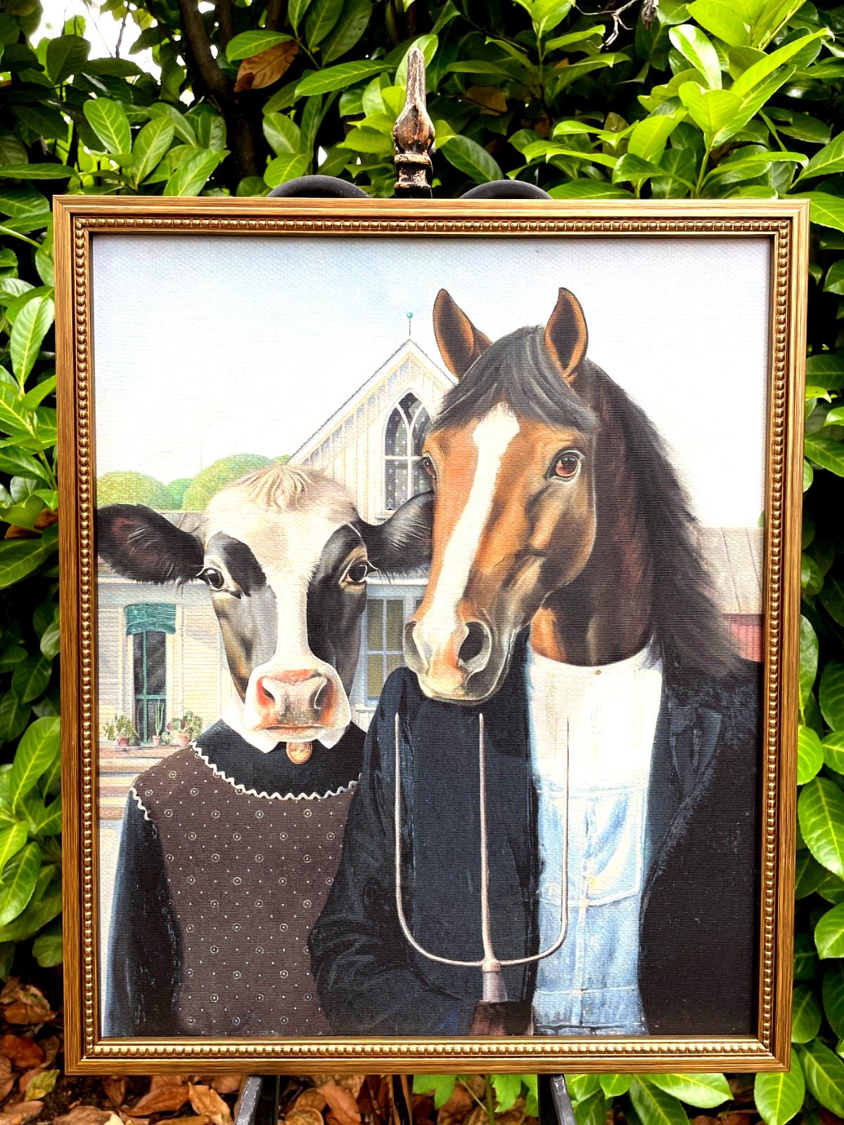 AMERICAN GOTHIC: Farm Animals Remake of 1930’s Iconic Painting, a Canvas Print