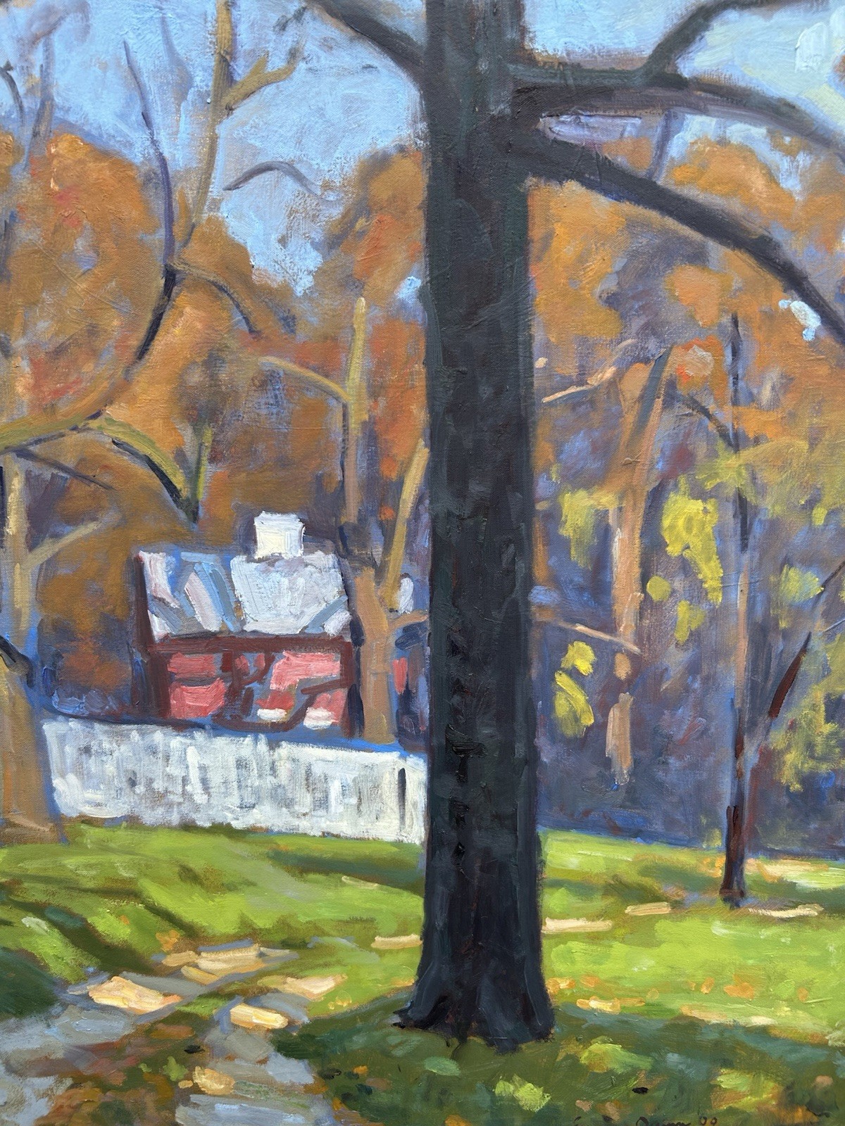 Eugene J. Quinn Jr. Original Art Painting Oil On Canvas Vibrant Fall House Trees