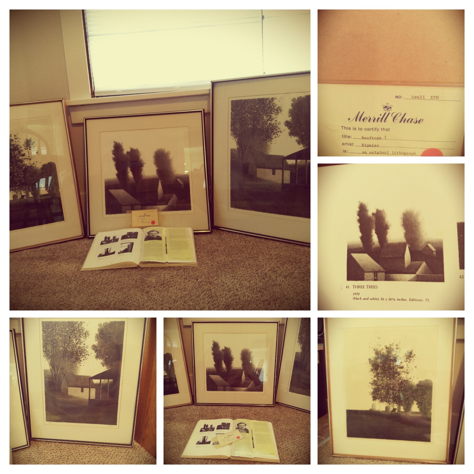 Robert Kipniss Lot Of 3, Vintage 1970’s Lithographs,Book Identifier,And C.O.A